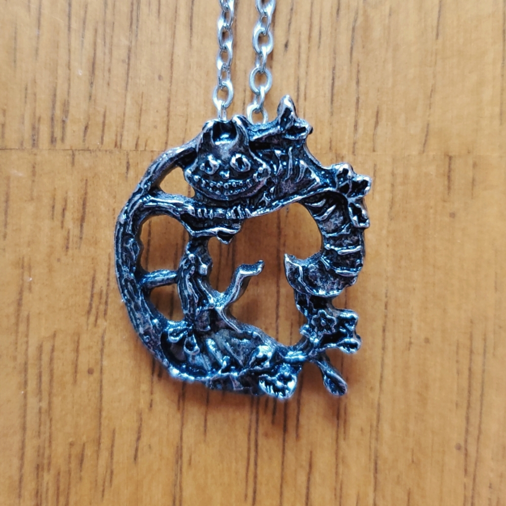 Alice in Wonderland silver necklace